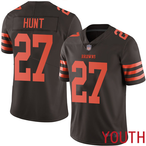 Cleveland Browns Kareem Hunt Youth Brown Limited Jersey #27 NFL Football Rush Vapor Untouchable